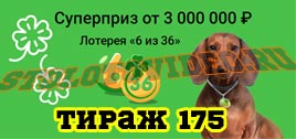 Проверить билет Лотерея 6 из 36 175 тираж