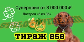 Проверить билет Лотерея 6 из 36 256 тираж