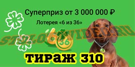 Проверить билет Лотерея 6 из 36 310 тираж